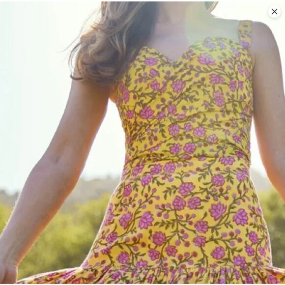 Eddy Yellow Pink Amber Fuschia Floral Carolyn Cross-Bust Top Size 4 NEW NWT - Picture 7 of 10